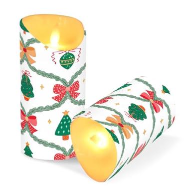 Imagem de ATTX Pacote com 2 velas sem chama para árvore de Natal – Velas de pilar de LED de 7,6 cm x 15 cm com controle remoto e temporizador para casa, casamento, decoração de acampamento #747