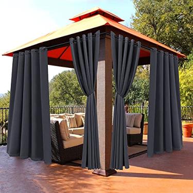 Imagem de BONZER Cortinas externas à prova d'água, persianas blackout com isolamento térmico, cortinas internas/externas de privacidade para varanda, pérgola, cabana, quintal, 1 painel, 213 cm L x 272 cm, cinza