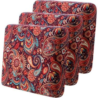 Imagem de YISUN Capas de sofá de poliuretano à prova d'água e respiráveis para assento de sofá para 1/2/3 lugares, substituição elástica para cadeira/protetor de móveis (flor vermelha, 3 peças)