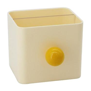 Imagem de Suporte multifuncional para canetas, artigos de papelaria, pincéis de maquiagem, organizador de batom, caixa de plástico, escrivaninha, material escolar para escritório (Bege B)