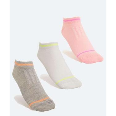 Imagem de Kit 3 Pares Meias Invisíveis Feminina Marisa-70314, 34/39, Rosa, Cinza