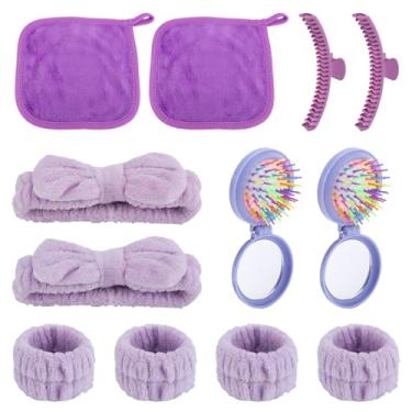 Imagem de 12 peças de artigos de festa do pijama para meninas, faixa de cabeça de spa para festa do pijama, toalhas de cabelo, escova de cabelo, artigos de festa do pijama para mulheres, acessórios para dormir