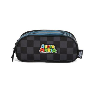 Imagem de Estojo Super Mario Bros Triplo Juvenil Escolar Meninos Azul