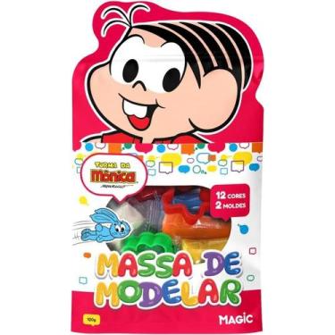 Imagem de Massa de Modelar 12 cores 2 moldes 120g turma da Monica feminino - Mag