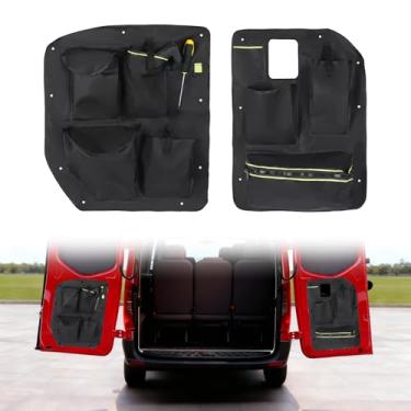 Imagem de Painéis de armazenamento inferiores da porta traseira (1 par), compatível com o organizador de armazenamento de porta de celeiro Mercedes Sprinter para 2018 e ano modelo posterior, modelo VS30 (preto)