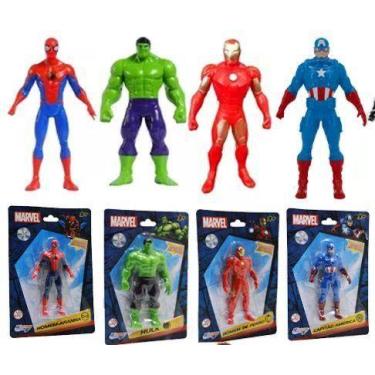 Imagem de Conjunto 4 Mini Bonecos Marvel  Super Heróis Articulados 10cm Colecion
