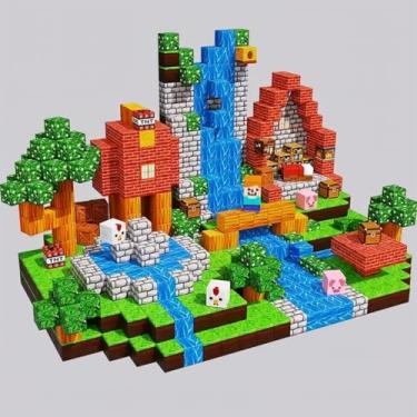 Imagem de Kit Construção Magnética – 100 Blocos + 4 Placas Magnéticas + 3 Mini Bonecos