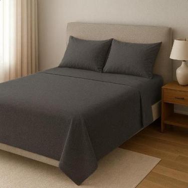 Imagem de Jogo Lençol Casal 3 Peças 100 Algodão Ref.6 - Casa Fernando, Chumbo