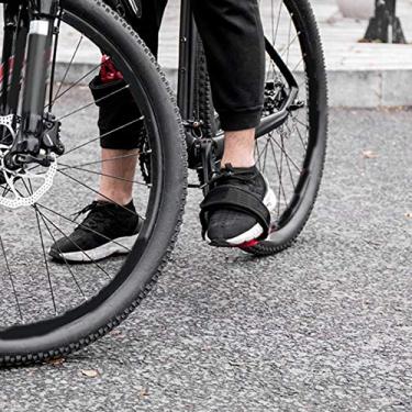 Imagem de 1 par de correias de pedal de bicicleta de lona com clipe de clipe para os pés com gancho duplo e prendedores de laço