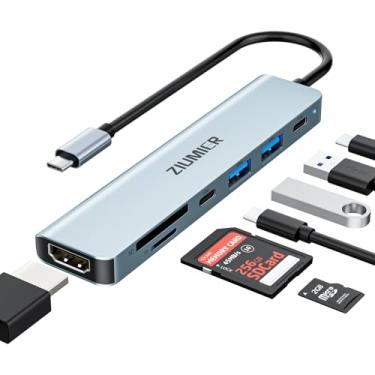 Imagem de Hub USB C, divisor 7 em 1 USB C para HDMI para laptop, tela 4K a 60HZ, portas de dados 2 × USB-A 3.1 5Gbps, carregamento PD 100W, leitor de cartão SD para MacBook Pro, MacBook Air, desktop e mais