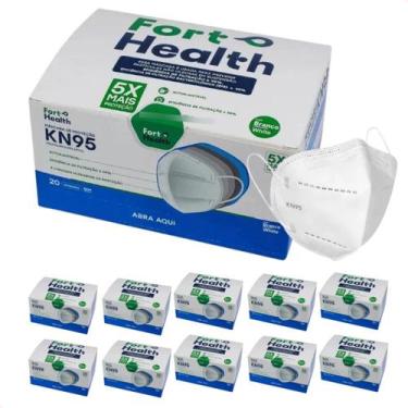 Imagem de Kit com 10 CX Mascara Descartavel KN95 Branca Clip Nasal Seg - Fort He