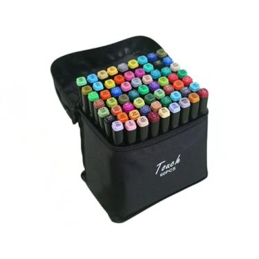 Imagem de Caneta Marcadora Permanente 60 Cores Ponta Dupla Kit Canetinhas Conjunto de Canetas Coloridas (60 cores)