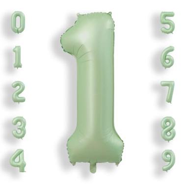 Imagem de AULE Números grandes de 101 balão verde sálvia, balões grandes com números de alumínio, decorações de festa de feliz aniversário de hélio gigante para homens e mulheres, suprimentos de festa de