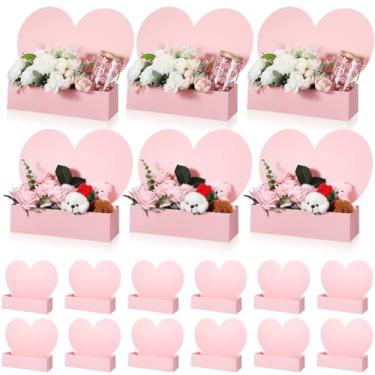 Imagem de Gueevin 12 caixas de flores em forma de coração, buquê de dia dos namorados, caixa de presente de casamento/chá de bebê, bolsa floral de papel para florista, chá de panela, artigos de festa de