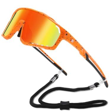 Imagem de DUCO Óculos de sol infantil juvenil beisebol óculos de sol polarizados UV400 óculos de ciclismo esportivo para meninos e meninas DK328, Armação laranja, azul, pontos, lente laranja, common