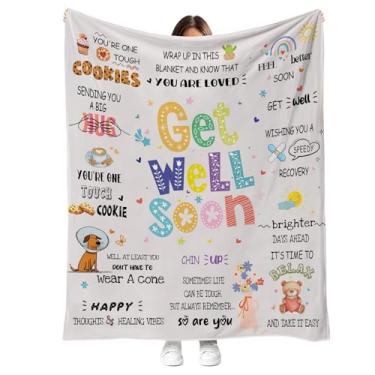Imagem de Get Well Soon Throw Blanket Encouragement Quotes Positive Words Cozy Soft Plush Blanket para sofá-cama sofá conforto presente, 127 x 152 centímetros