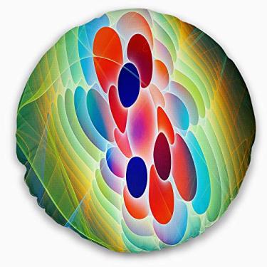 Imagem de Design de vírus fractal azul vermelho Designart sala de estar redonda, sofá, almofada de alta qualidade + capa de almofada impressa em ambos os lados 40 cm