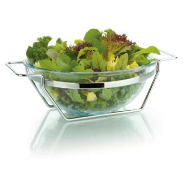 Imagem de Saladeira De Vidro 3L Gourmet Luxo Com Suporte Amarado Multiuso Serve 
