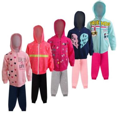 Imagem de kit 5 Conjuntos Moletom Infantil feminino Blusa e Calça Flanelado Agas