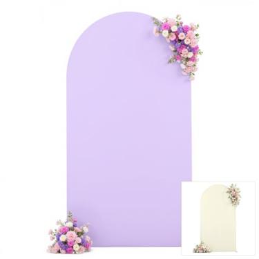 Imagem de Capa de arco roxo creme, 2 m, elástico, elastano com elástico, para chá de bebê, festa de aniversário, chá de panela, balão, suporte para banquete, fotos, arcos e fundo