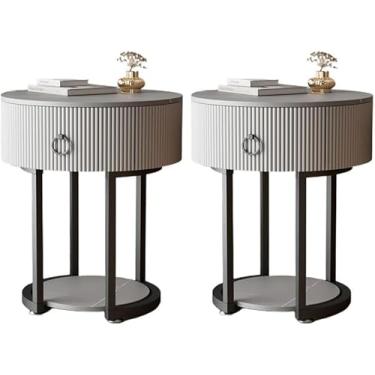 Imagem de UWEREBFM Mesa lateral baú de cabeceira estreita redonda mesa de cabeceira moderna armário de cabeceira mesa de cabeceira com gaveta metal clássico glamour mesa de cabeceira móveis de cabeceira para