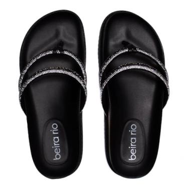 Imagem de Chinelo Feminino Beira Rio Flatform de Dedo com Strass Preto - 36