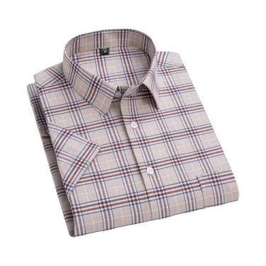 Imagem de Camisa Masculina De Algodão Oxford De Manga Curta 10XL 11XL Primavera 