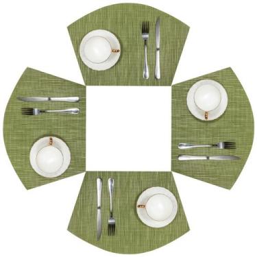 Imagem de Tapetes americanos de vinil tecido de PVC SHACOS redondos 30x45 cm, 4 