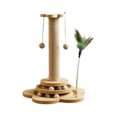 Imagem de Arranhador De Sisal Durável Para Gatos, Brinquedo Giratório E Estrutur