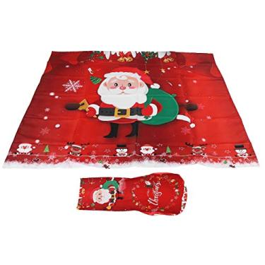 Imagem de aqxreight Conjunto de Capas para Cadeiras de Toalha de Mesa de Natal para Casa, Cozinha, Sala de Jantar, Decoração Festiva, Vermelho 140x140cm Natal Sua Fibra 1 Peça Adota Fibra Projetada Não e Nova