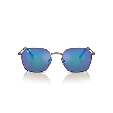 Imagem de Ray-Ban Óculos de sol femininos RB8094 Jim Titanium Square, Metal/cinza espelhado azul polarizado, 53 mm