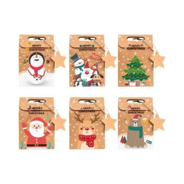 Imagem de Conjunto De Caixas De Presente De Natal Em Papel Kraft Para Doces E Bi