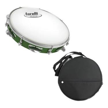 Imagem de Pandeiro De 10'' Injetado Em Abs Verde Torelli Tp309 Com Bag