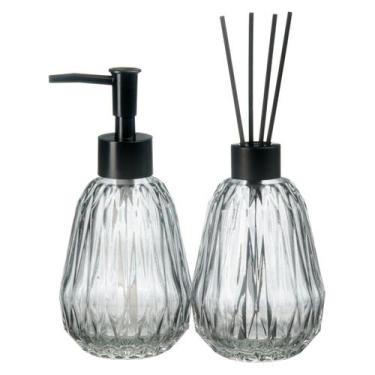 Imagem de Kit Lavabo Difusor Vidro Aromatizador Dispenser Líquido Bandeja Acessó
