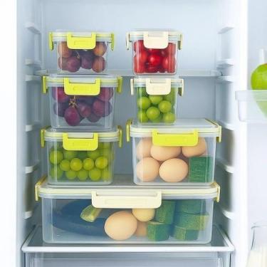 Imagem de Kit 5 Potes Plástico Empilhável Mantimentos Tampa Vedação Conserva Coz