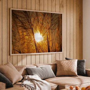 Imagem de Quadro Decorativo Folhagem Relva Por Do Sol - 50x70cm