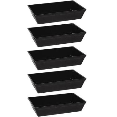 Imagem de Kit 5 Travessas Retangulares 2,2L Pretas Salada Sobremesa Petisco Cozinha Restaurantes Coza