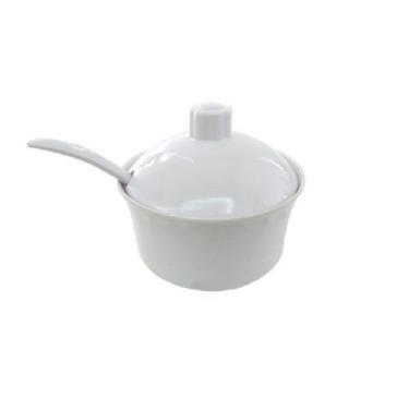 Imagem de Porta Açúcar De Melamina Redondo Com Colher Branco 290ml - Fx