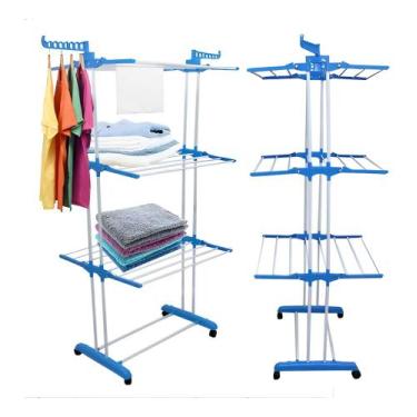 Imagem de Varal Dobrável Vertical Alumínio 12 Hastes Roupas - Shaolong