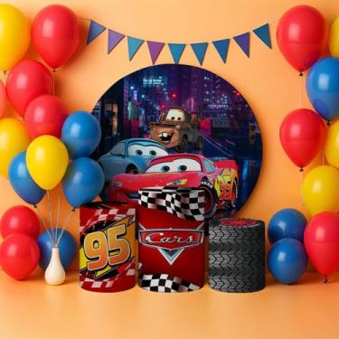 Imagem de Capas Painel Redondo Cilindro Carros Corrida - Painel De Festa, KIT CA