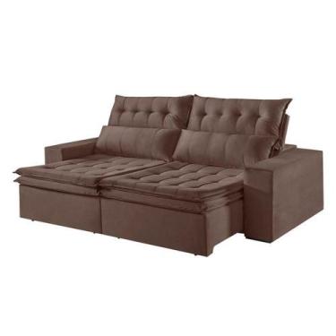 Imagem de Sofá 4 Lugares Retrátil E Reclinável Martins M-118 Veludo Marrom - MAR