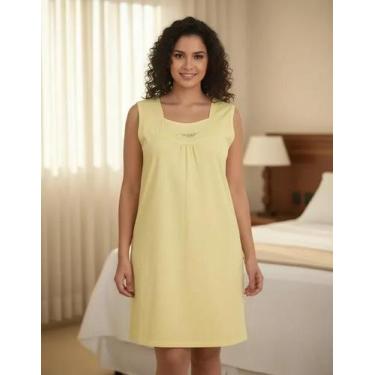 Imagem de Camisola Pala Feminina de Malha Regata Vestido Senhora Idosa Conforto 