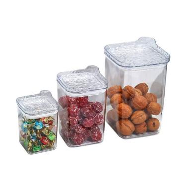 Imagem de Kit com 3 Potes Multiuso com Tampa 400ML 900ML 1900ML para Armazenar Alimentos em Plástico e Silicone Empilhável