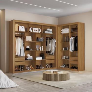 Imagem de Closet Modulado Duplo 6 Gavetas Freijó Mdf Amoudi Móveis Freijó