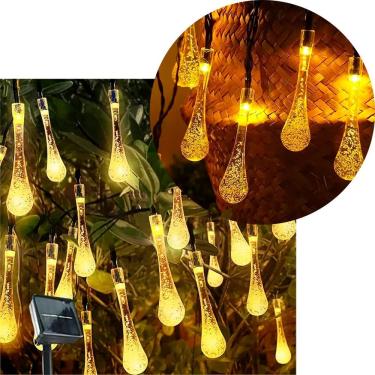Imagem de Cordão de Luzes Solares Pisca Solar para Decoração Externa com 20 Leds em Gotas 5M Ilum...