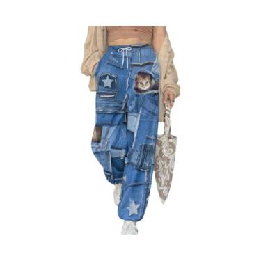 Imagem de Calças Jogger Femininas De Inverno Com Estampa De Gato Fofo, Calças Lo