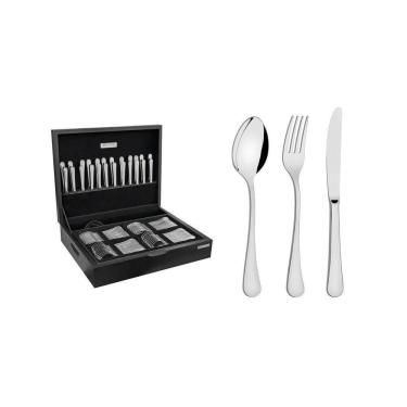 Imagem de Faqueiro Zurique 101 Peças em Aço Inox com Estojo de Madeira Inox Polido para Mesa Inox