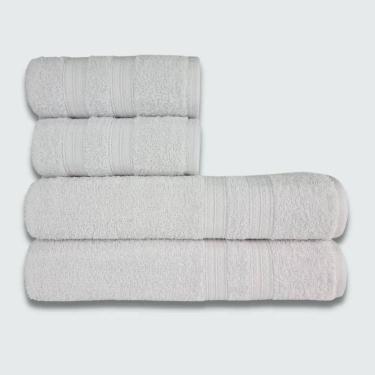 Imagem de Jogo de Toalha Itália Soft 4 Peças 100% Algodão Branco 430g-m² Super Felpuda Gigante