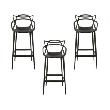 Imagem de Kit - 3 X Banquetas Médias Masters Allegra - 66 Cm - Preto