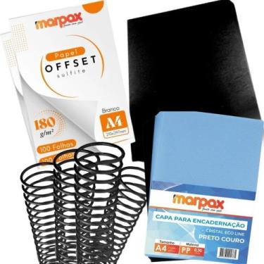 Imagem de Kit Capa Offset A4 + Capa Couro e Cristal Line + Espiral - Marpax